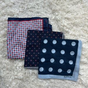 Paul Smith Navy and Red Patterned Pocket Squares